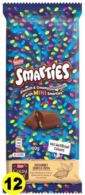 SMARTIES MILK CHOCOLATE 5 (12X180G)
