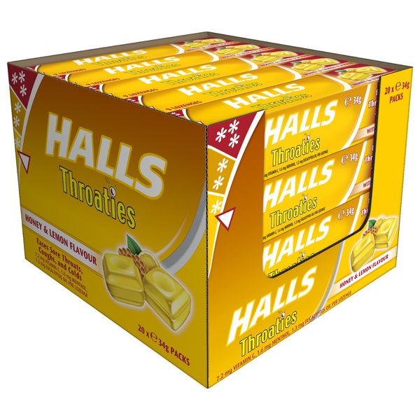 Halls Throaties Honey & Lemon 34g