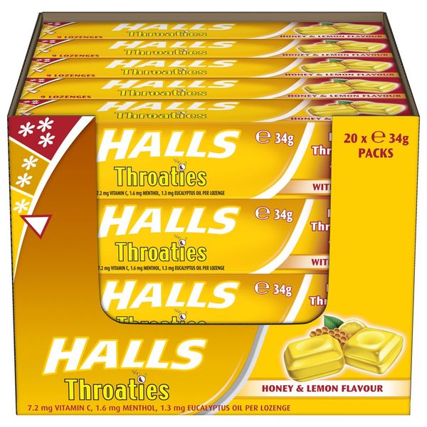 Halls Throaties Honey & Lemon 34g