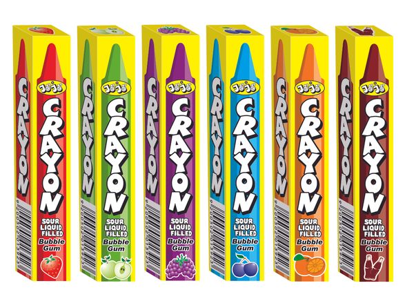 JoJo Crayon Sour Filled B/Gum 9g