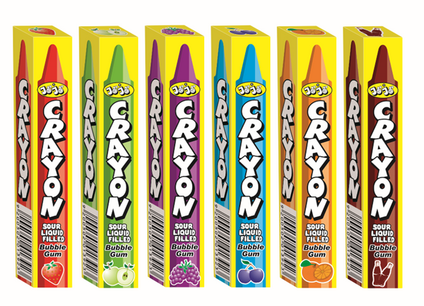 JoJo Crayon Sour Filled B/Gum 9g