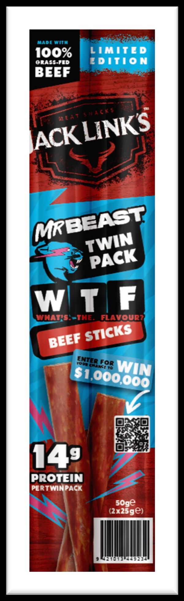 Jack Links Mr Beast WTF Beef Stick 2u 25g
