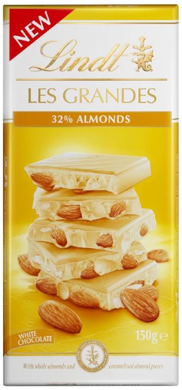 Lindt Les Grandes White Choc Almond 150g