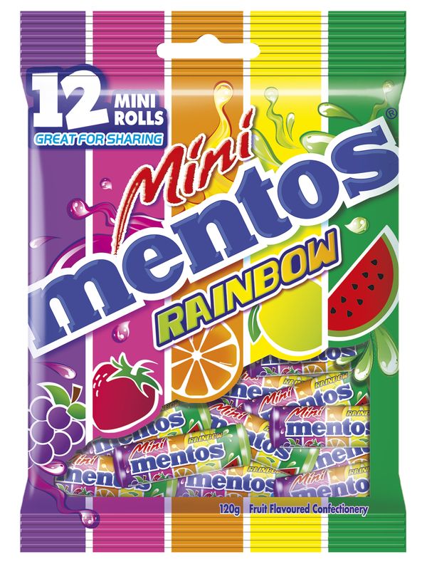 Mentos Mini Rolls Rainbow Bag 12u 120g