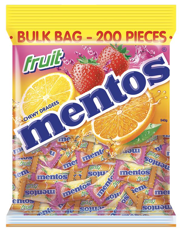 Mentos Fruit Bag 200u x 12 Bags