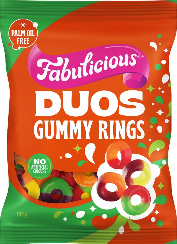 RJs Fabul Duos Gummy Rings 180g