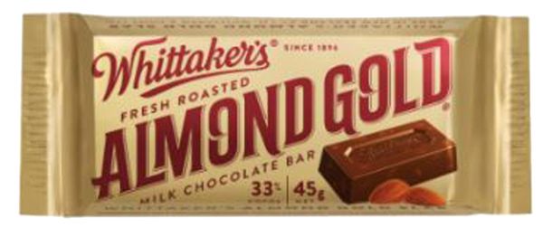 Whittakers Almond Gold Slab 45g